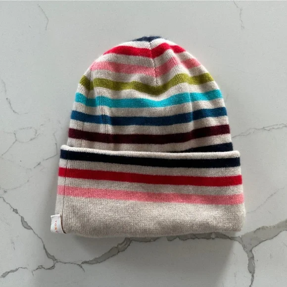 Tory Burch Stripe Cashmere Hat NWOT - Picture 1 of 1